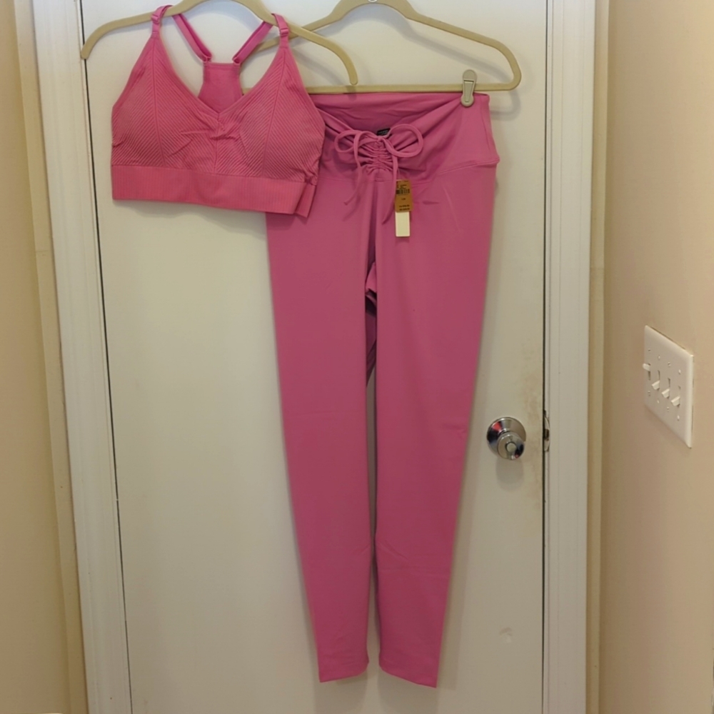 Victoria's Secret PINK Waist Ruched Leggings Sports Bra Large